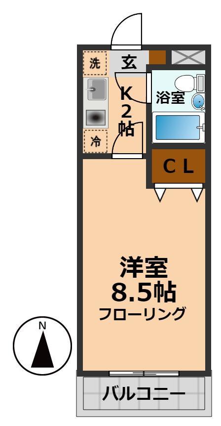 カオパレスNO.20(1K/1階)の間取り写真