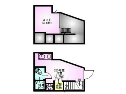 VILLEST 町屋(ワンルーム/2階)の間取り写真