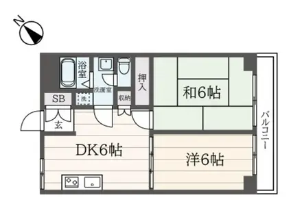 優和レジデンス平塚(2DK/2階)の間取り写真