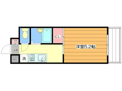 ユーズテラス上山手(1K/2階)の間取り写真