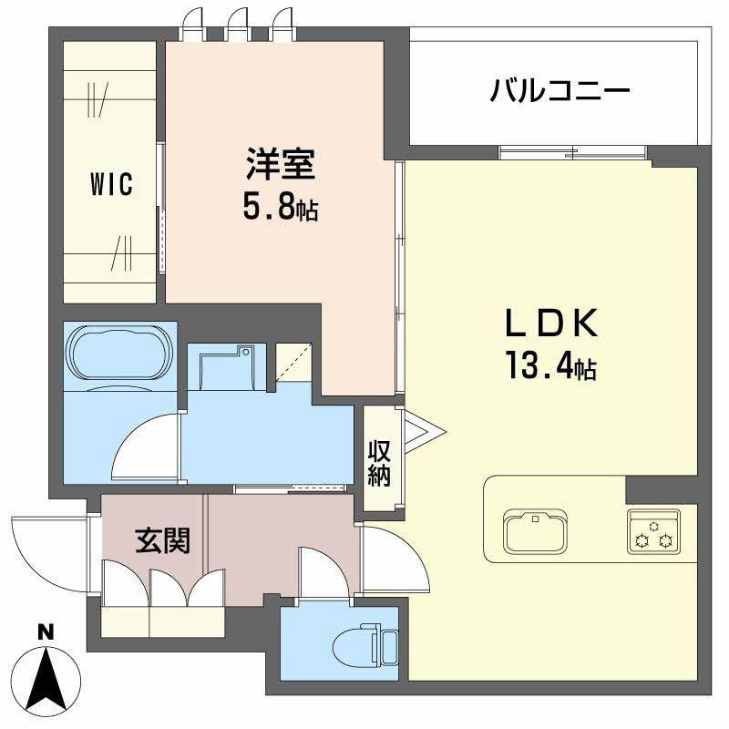 ジェイエイチエスプレミア西大寺(1LDK/2階)の間取り写真