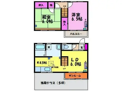 クローネ下赤江(2LDK/1階)の間取り写真