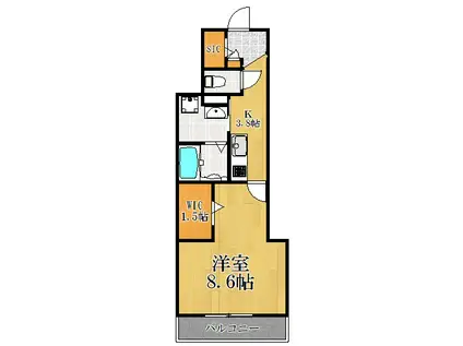 クエストコート(1K/3階)の間取り写真