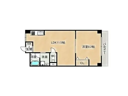 マイン京橋(1LDK/3階)の間取り写真