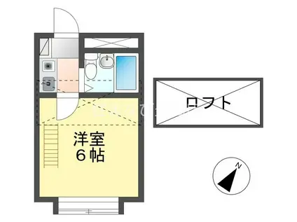 コスモ21梅坪II(1K/1階)の間取り写真
