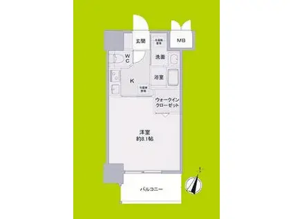 LOUIS RESIDENCE弁天町(1K/4階)の間取り写真