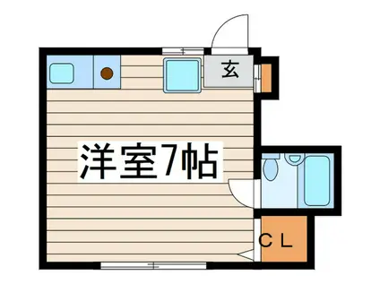 グリーンアップルズ(ワンルーム/1階)の間取り写真