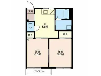 グランメールダン(2K/2階)の間取り写真