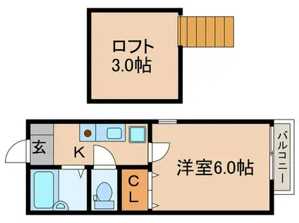 アジュールA(1K/2階)の間取り写真