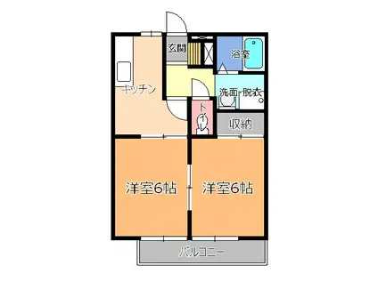 陽だまりハイツ2000A(2K/1階)の間取り写真