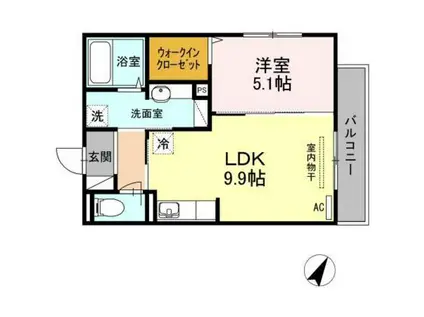 ラルーチェA(1LDK/3階)の間取り写真