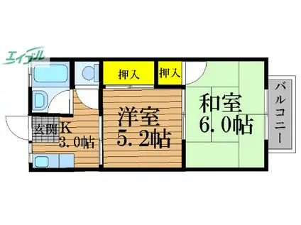 さぬき荘(2K/2階)の間取り写真