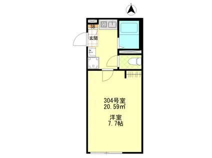 ルミナス千住大橋(1K/3階)の間取り写真