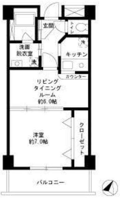 リビエール山王(1DK/2階)の間取り写真