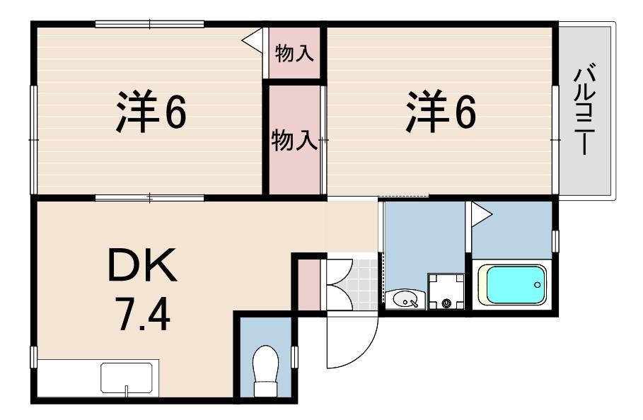 サンライズ立花ハイツ(2DK/2階)の間取り写真