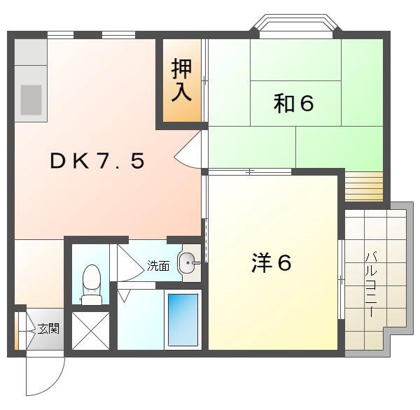 ウエストヒルズ神田(2LDK/4階)の間取り写真