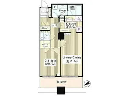 白金タワー(1LDK/9階)の間取り写真