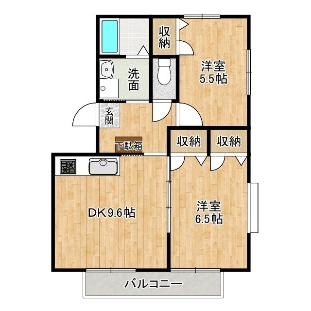 サンエステートピアA(2DK/2階)の間取り写真