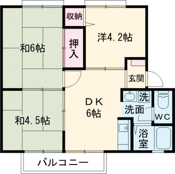 メゾンコージII(3DK/2階)の間取り写真