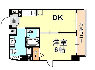 クオリス神戸本山レジデンス(1DK/6階)の間取り写真