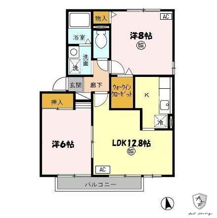 アヴァンセ・イチバ B(2LDK/2階)の間取り写真