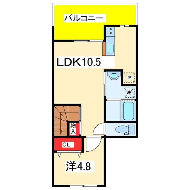 イニエ水道町(1LDK/2階)の間取り写真