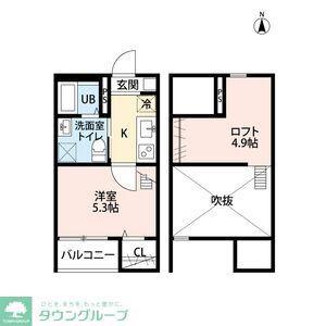 コンフォート上高畑 (1K/2階)の間取り写真