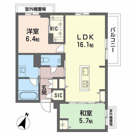 BALLOONFLOWER ノース(2LDK/3階)の間取り写真