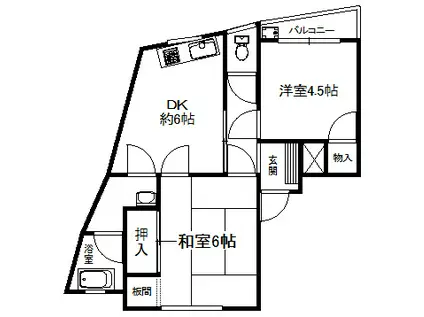 マンション大住(2DK/4階)の間取り写真