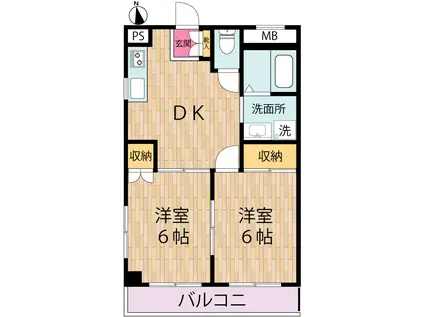 O3マンション(2DK/2階)の間取り写真