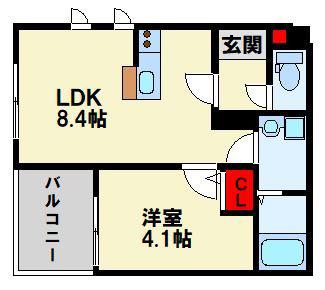 レヴァレント黒崎(1LDK/2階)の間取り写真