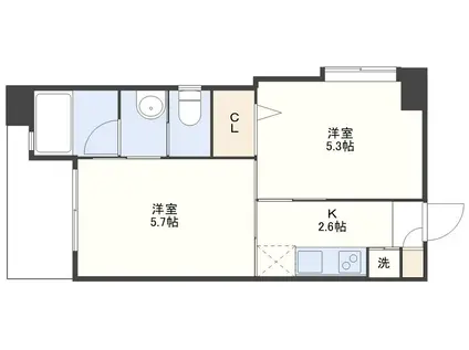長崎電軌本線 大学病院駅 徒歩6分 7階建 築19年(2K/3階)の間取り写真