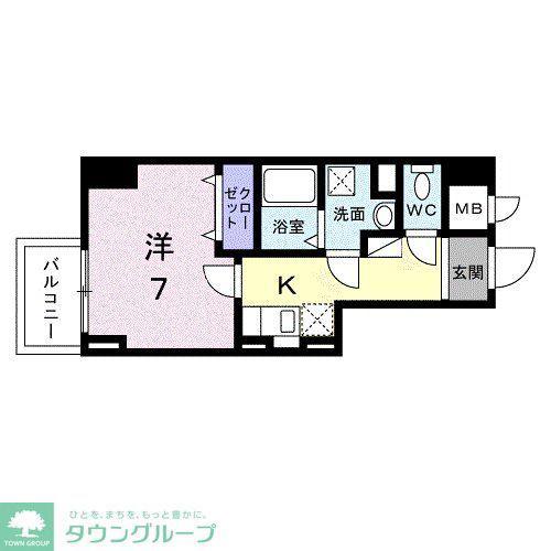 スアヴィス平塚八重咲(1K/8階)の間取り写真
