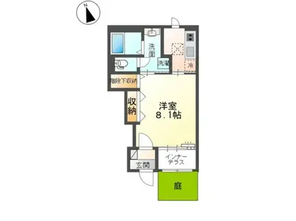 岩倉市神野町又市APIII期(1K/1階)の間取り写真