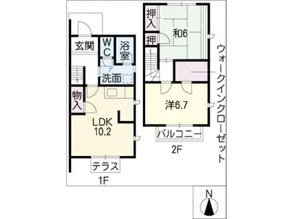 フローレスC(2LDK/2階)の間取り写真