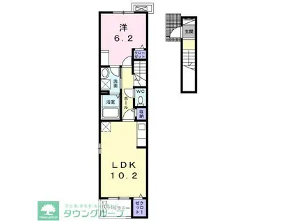 ストームキャット(1LDK/2階)の間取り写真