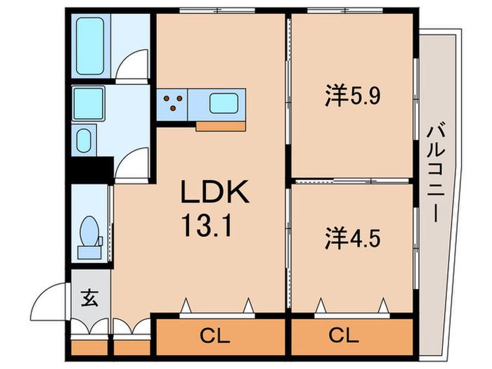 PARKSIDE RESIDENCE(2LDK/3階)の間取り写真