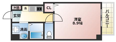 RB桑津(1K/5階)の間取り写真