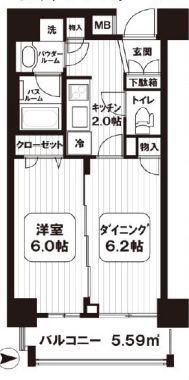 ヴェルディーク浅草(2K/1階)の間取り写真