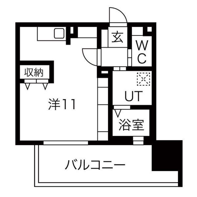 ルシェット白川公園(ワンルーム/7階)の間取り写真