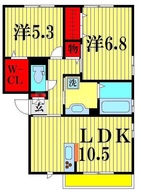 エスペーロ八潮(2LDK/2階)の間取り写真