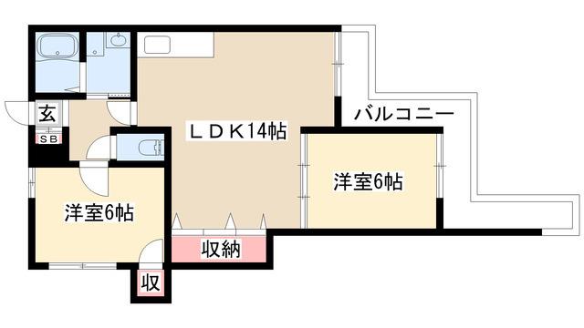 アルカディアI(2LDK/3階)の間取り写真