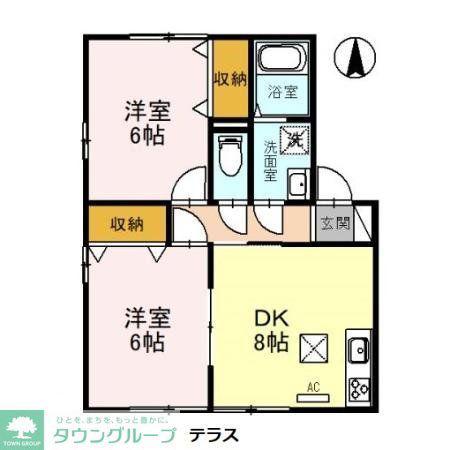 シェルアジュール(2DK/1階)の間取り写真