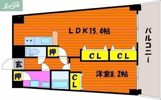 エクセルメゾン岡山(1LDK/5階)の間取り写真