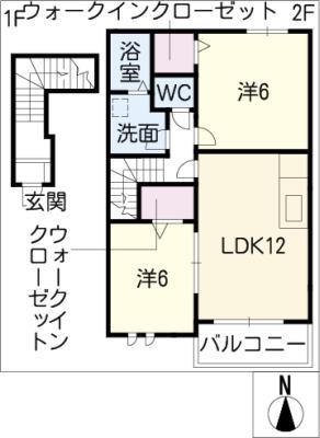 アリーヴィオII イースト(2LDK/2階)の間取り写真