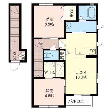 スクイムタウンE(2LDK/2階)の間取り写真