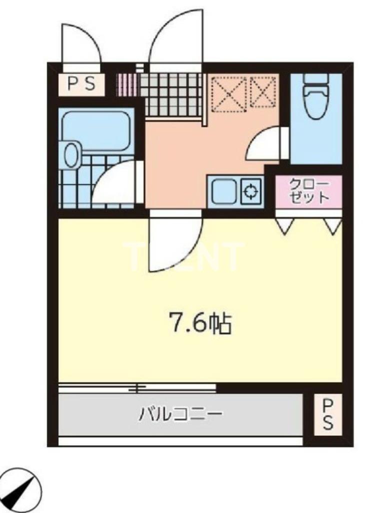 エスポワール砂土原(1K/1階)の間取り写真