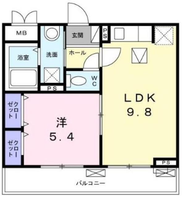 アンソレイエ町屋(1LDK/1階)の間取り写真