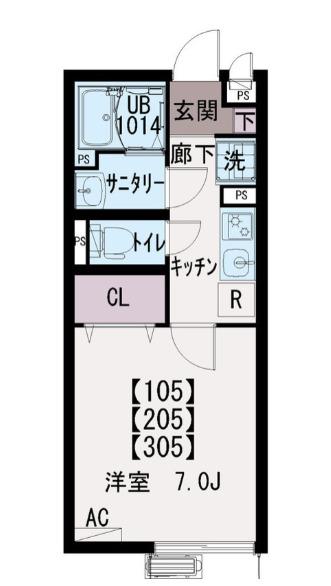 IXO白幡東町(1K/1階)の間取り写真