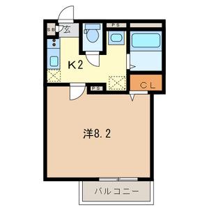 カシュカシュ(1K/2階)の間取り写真